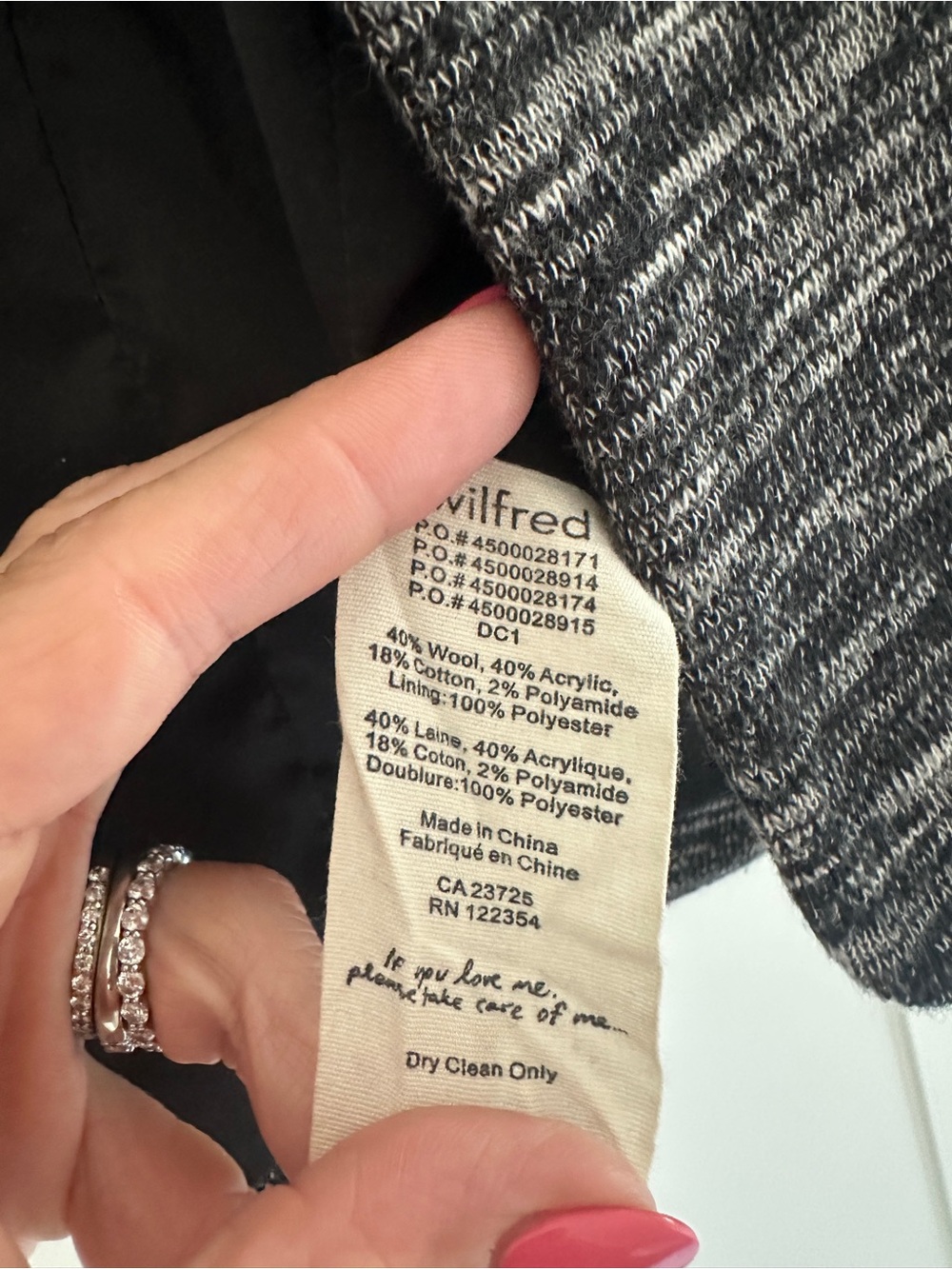 Wilfred Open-Front Marled Knit Jacket in Black & White | Size 6 - Picture 4 of 5